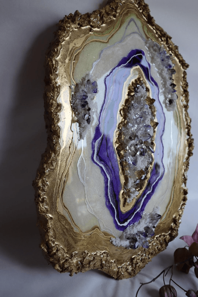 Puple Cluster Agate Slice 