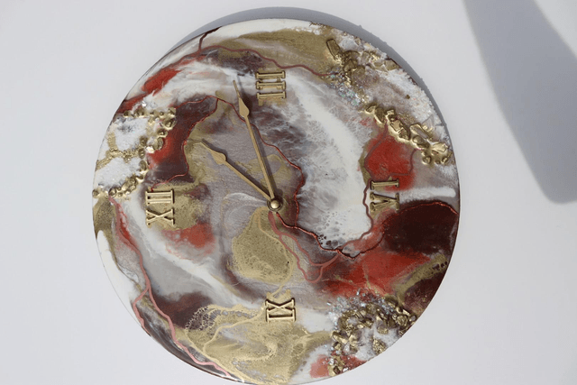 Resin Wall Clock  12” Fluid Art