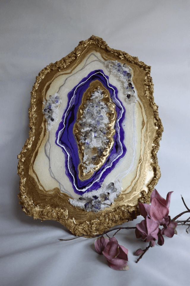 Puple Cluster Agate Slice 