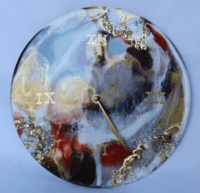 Resin Wall Clock  12” Fluid Art