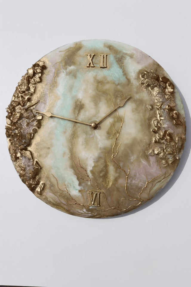 Elegant fluid art painted Resin wall clock