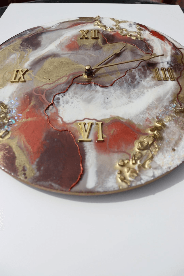 Resin Wall Clock  12” Fluid Art