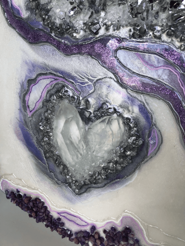 Crystal Heart Resin Geode