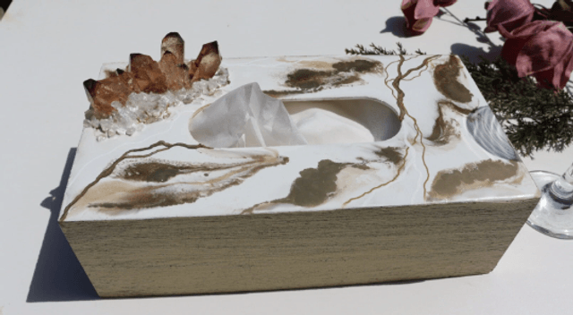 White with Gold lines tissue box