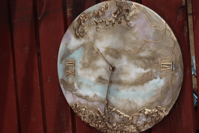 Elegant fluid art painted Resin wall clock