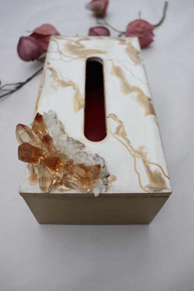 White with Gold lines tissue box