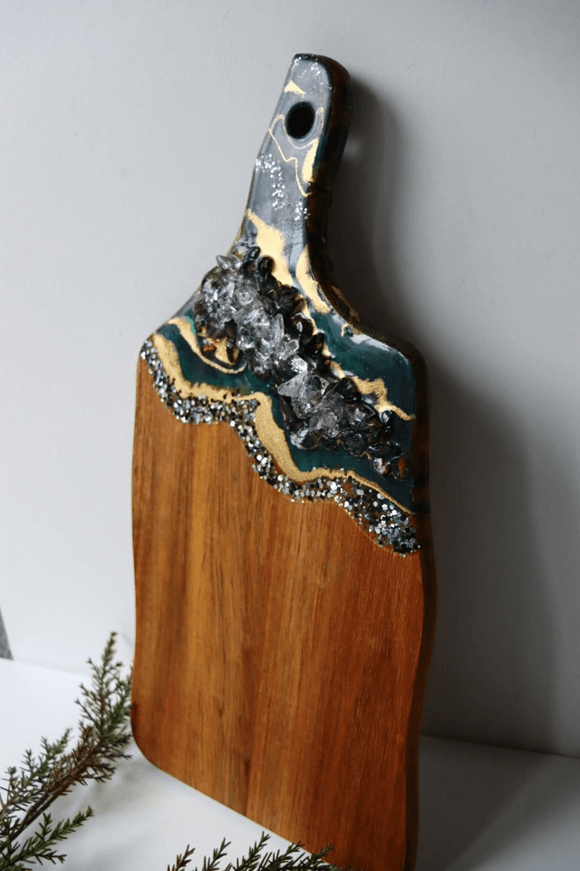 Dark Green Sparkle Acacia Chopping Board