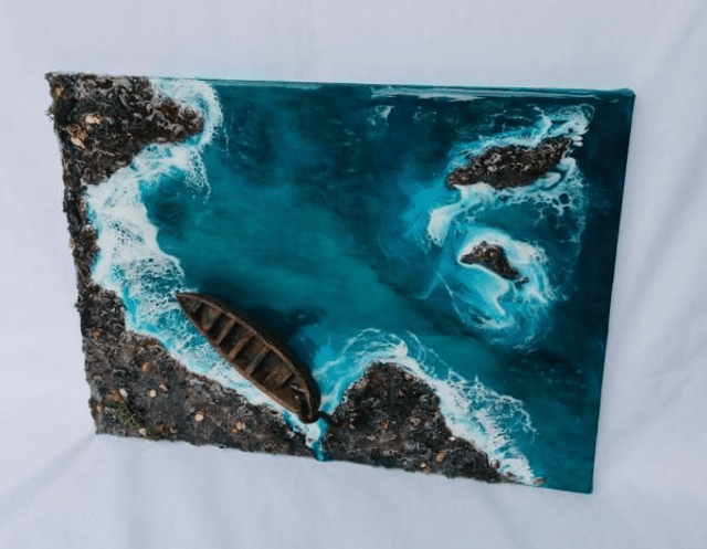 Resin Art, 3D Ocean Sea, Seascape Beach,