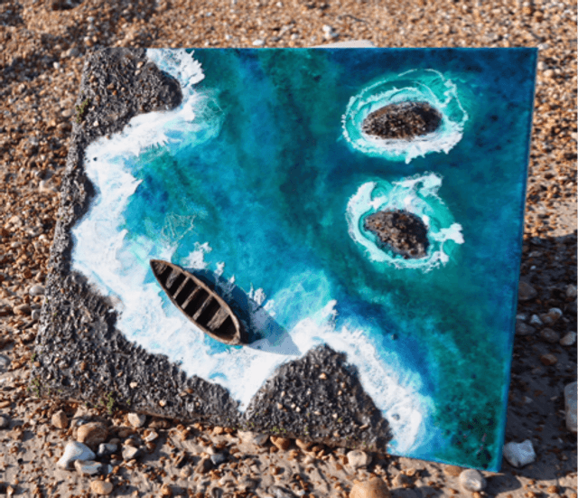 Resin 3D Ocean Waves in Canvas